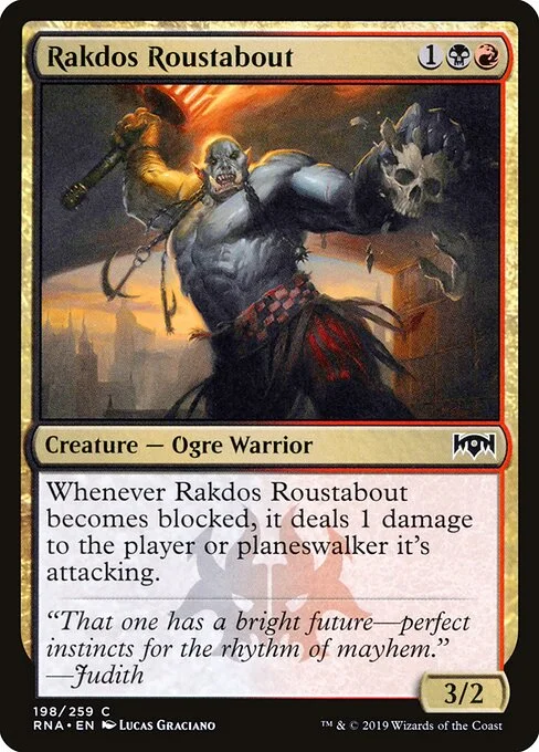 Rakdos Roustabout, carta Magic di tipo Creature — Ogre Warrior illustrata da Lucas Graciano