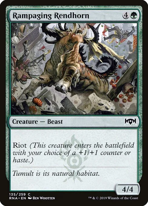 Rampaging Rendhorn, carta Magic di tipo Creature — Beast illustrata da Ben Wootten