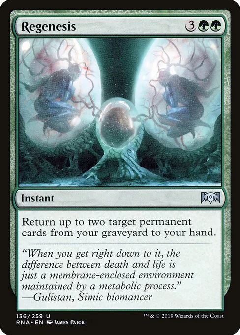 Regenesis, carta Magic di tipo Instant illustrata da James Paick