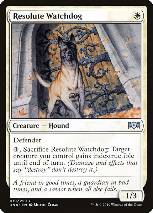Resolute Watchdog, carta Magic di tipo Creature — Dog illustrata da Milivoj Ćeran