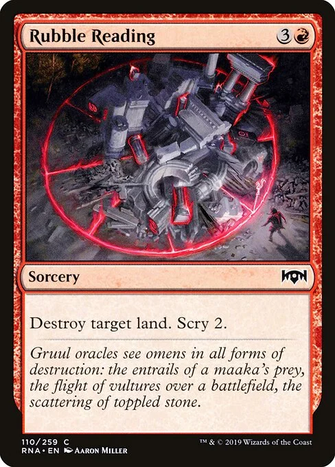 Rubble Reading, carta Magic di tipo Sorcery illustrata da Aaron Miller