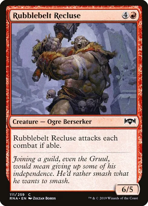Rubblebelt Recluse, carta Magic di tipo Creature — Ogre Berserker illustrata da Zoltan Boros