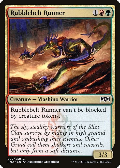 Rubblebelt Runner, carta Magic di tipo Creature — Lizard Warrior illustrata da Deruchenko Alexander