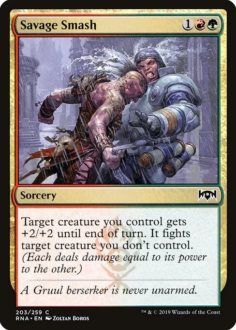 Savage Smash, carta Magic di tipo Sorcery illustrata da Zoltan Boros