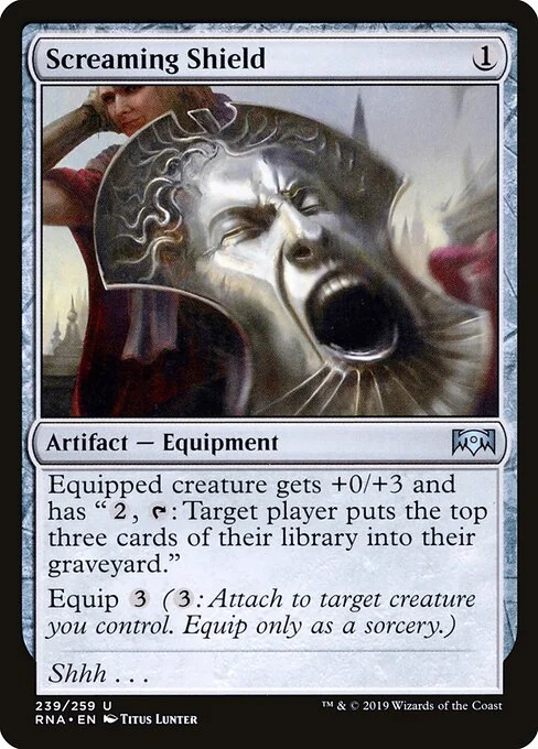 Screaming Shield, carta Magic di tipo Artifact — Equipment illustrata da Titus Lunter