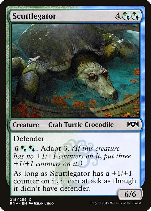 Scuttlegator, carta Magic di tipo Creature — Crab Turtle Crocodile illustrata da Jehan Choo