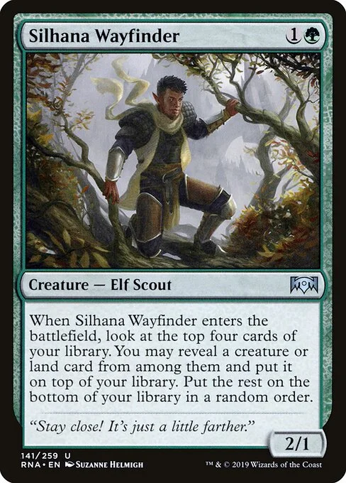 Silhana Wayfinder, carta Magic di tipo Creature — Elf Scout illustrata da Suzanne Helmigh
