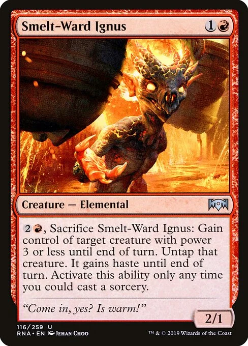 Smelt-Ward Ignus, carta Magic di tipo Creature — Elemental illustrata da Jehan Choo