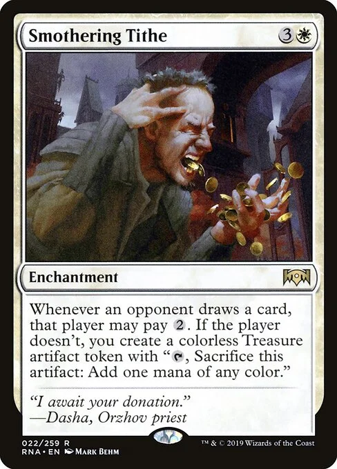 Smothering Tithe, carta Magic di tipo Enchantment illustrata da Mark Behm