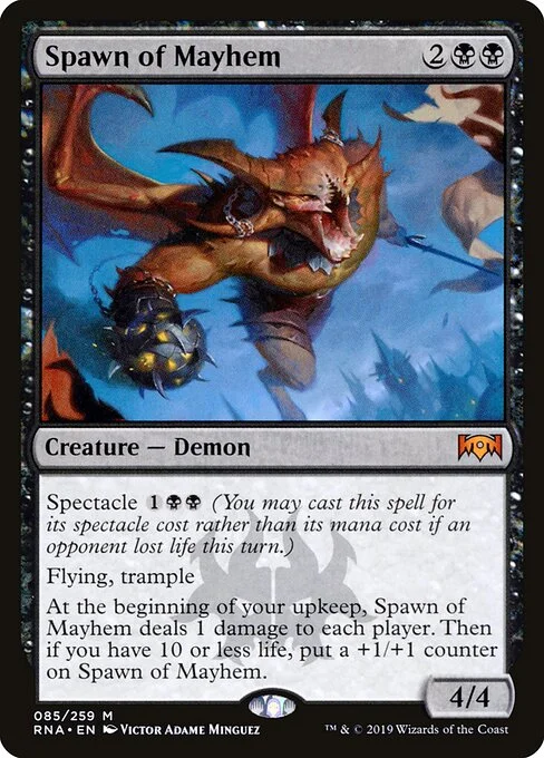 Spawn of Mayhem, carta Magic di tipo Creature — Demon illustrata da Victor Adame Minguez
