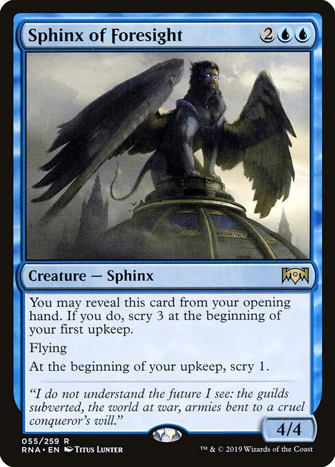 Sphinx of Foresight, carta Magic di tipo Creature — Sphinx illustrata da Titus Lunter