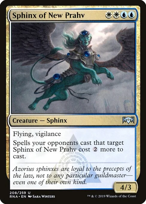 Sphinx of New Prahv, carta Magic di tipo Creature — Sphinx illustrata da Sara Winters