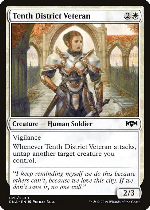 Tenth District Veteran, carta Magic di tipo Creature — Human Soldier illustrata da Volkan Baǵa
