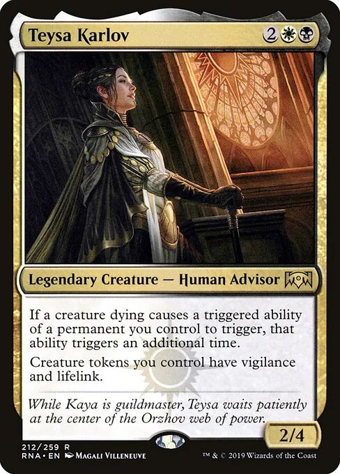 Teysa Karlov, carta Magic di tipo Legendary Creature — Human Advisor illustrata da Magali Villeneuve