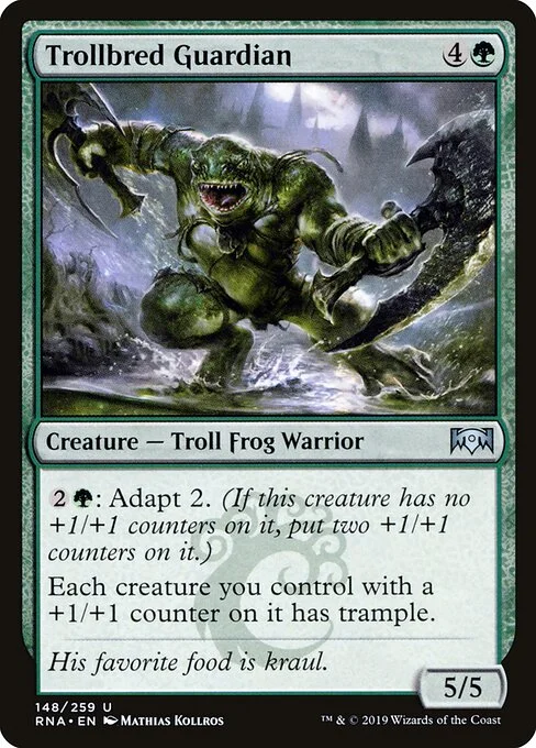 Trollbred Guardian, carta Magic di tipo Creature — Troll Frog Warrior illustrata da Mathias Kollros