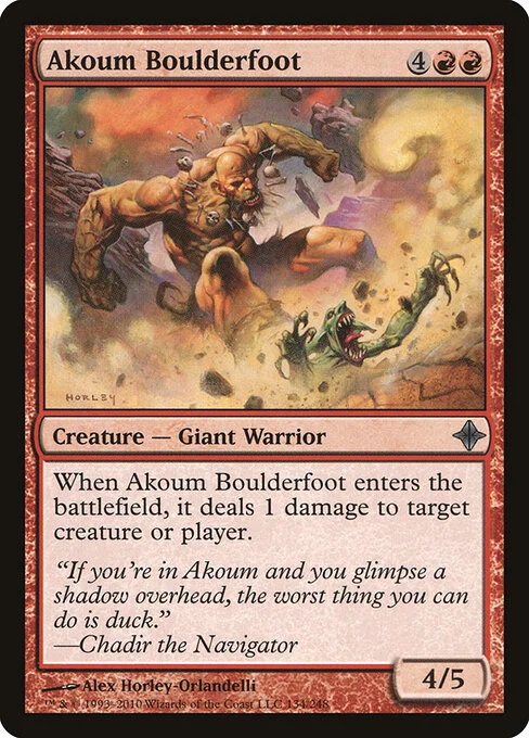 Akoum Boulderfoot, carta Magic di tipo Creature — Giant Warrior illustrata da Alex Horley-Orlandelli