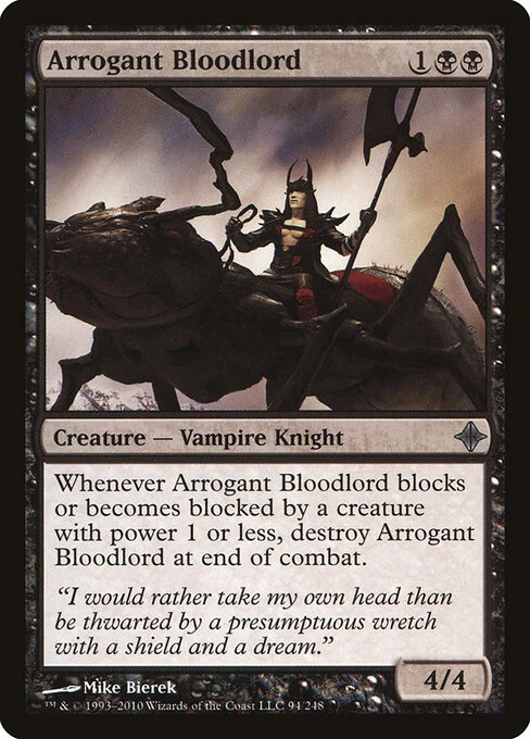 Arrogant Bloodlord, carta Magic di tipo Creature — Vampire Knight illustrata da Mike Bierek