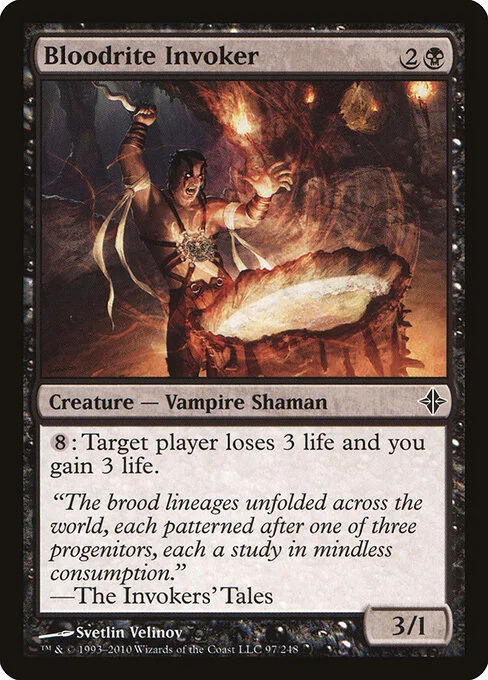 Bloodrite Invoker, carta Magic di tipo Creature — Vampire Shaman illustrata da Svetlin Velinov