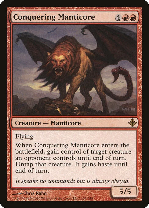 Conquering Manticore, carta Magic di tipo Creature — Manticore illustrata da Chris Rahn