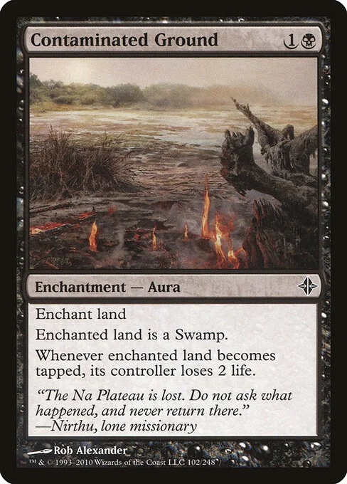 Contaminated Ground, carta Magic di tipo Enchantment — Aura illustrata da Rob Alexander