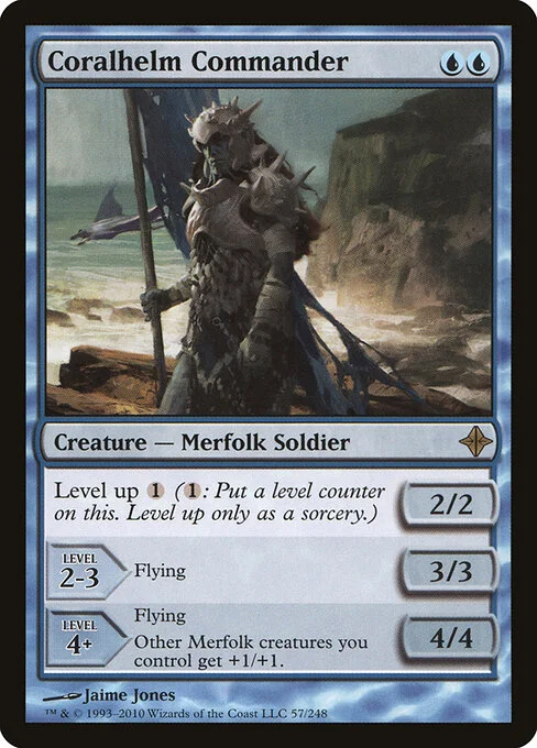 Coralhelm Commander, carta Magic di tipo Creature — Merfolk Soldier illustrata da Jaime Jones