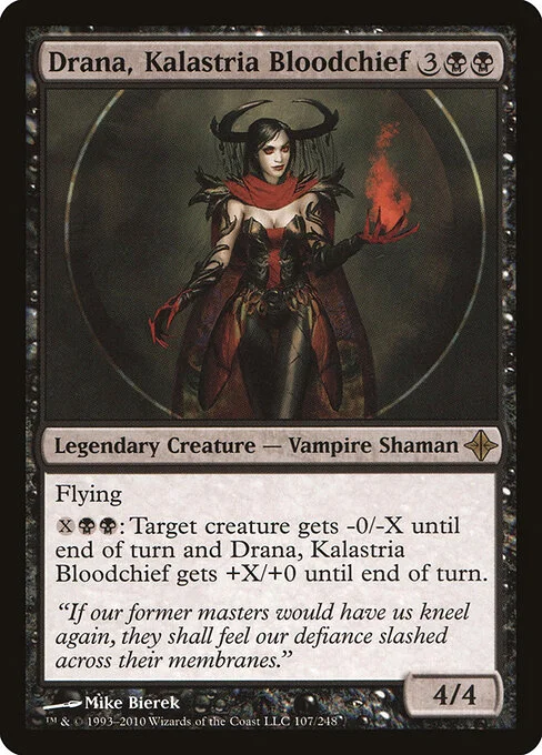 Drana, Kalastria Bloodchief, carta Magic di tipo Legendary Creature — Vampire Shaman illustrata da Mike Bierek