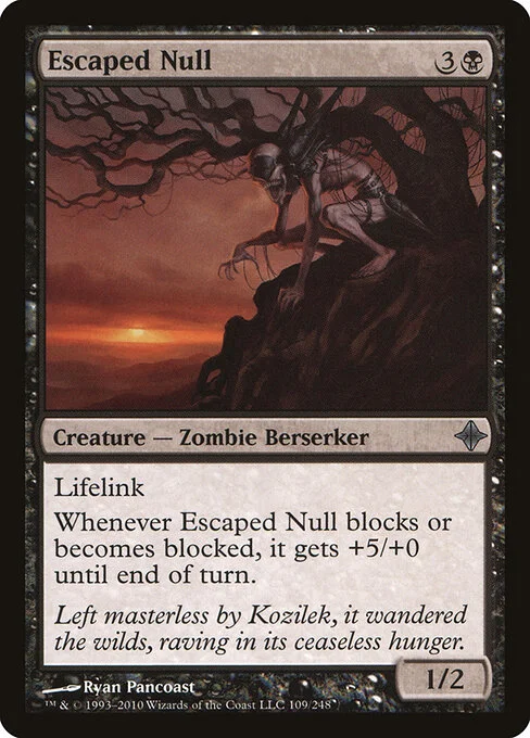 Escaped Null, carta Magic di tipo Creature — Zombie Berserker illustrata da Ryan Pancoast