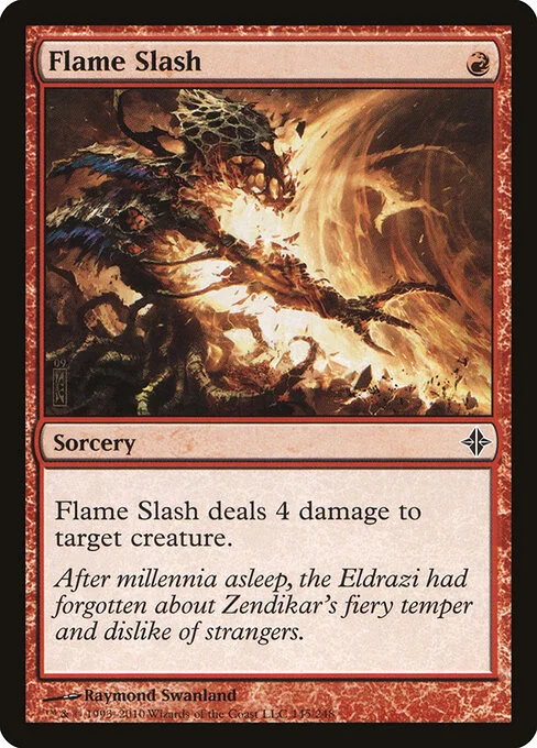 Flame Slash, carta Magic di tipo Sorcery illustrata da Raymond Swanland