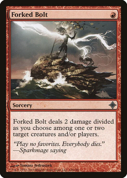 Forked Bolt, carta Magic di tipo Sorcery illustrata da Tomasz Jedruszek