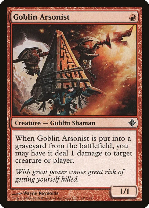 Goblin Arsonist, carta Magic di tipo Creature — Goblin Shaman illustrata da Wayne Reynolds