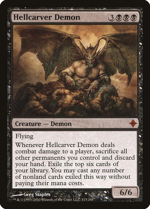 Hellcarver Demon, carta Magic di tipo Creature — Demon illustrata da Greg Staples