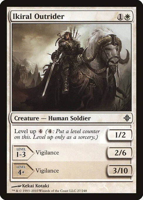 Ikiral Outrider, carta Magic di tipo Creature — Human Soldier illustrata da Kekai Kotaki