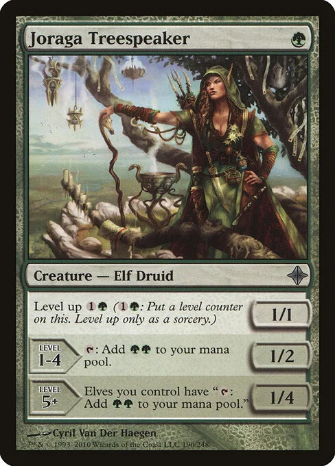 Joraga Treespeaker, carta Magic di tipo Creature — Elf Druid illustrata da Cyril Van Der Haegen
