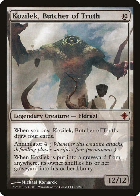 Kozilek, Butcher of Truth, carta Magic di tipo Legendary Creature — Eldrazi illustrata da Michael Komarck