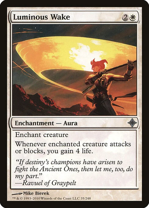 Luminous Wake, carta Magic di tipo Enchantment — Aura illustrata da Mike Bierek