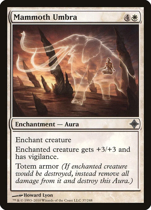 Mammoth Umbra, carta Magic di tipo Enchantment — Aura illustrata da Howard Lyon
