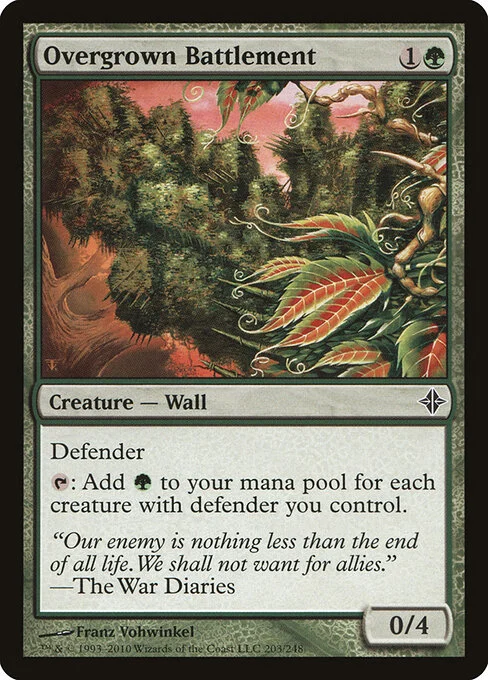 Overgrown Battlement, carta Magic di tipo Creature — Wall illustrata da Franz Vohwinkel