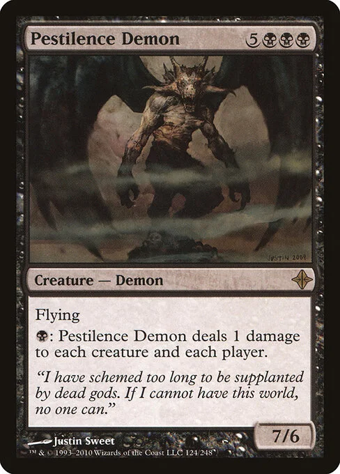 Pestilence Demon, carta Magic di tipo Creature — Demon illustrata da Justin Sweet