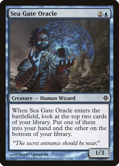 Sea Gate Oracle, carta Magic di tipo Creature — Human Wizard illustrata da Daniel Ljunggren