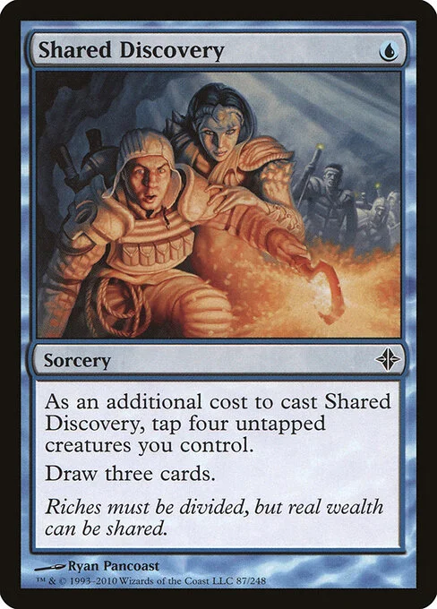 Shared Discovery, carta Magic di tipo Sorcery illustrata da Ryan Pancoast