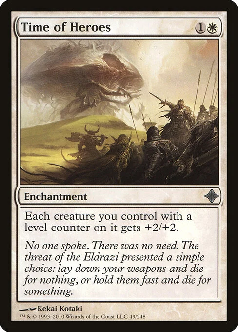 Time of Heroes, carta Magic di tipo Enchantment illustrata da Kekai Kotaki