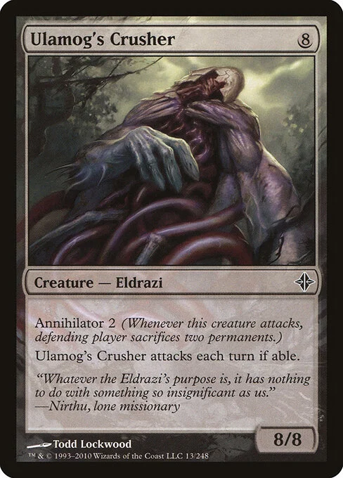 Ulamog's Crusher, carta Magic di tipo Creature — Eldrazi illustrata da Todd Lockwood