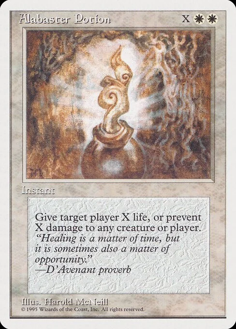 Alabaster Potion, carta Magic di tipo Instant illustrata da Harold McNeill