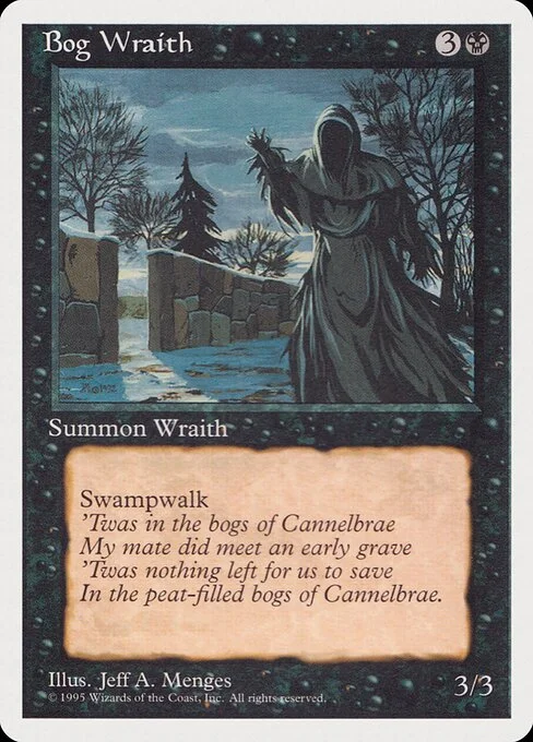 Bog Wraith, carta Magic di tipo Creature — Wraith illustrata da Jeff A. Menges