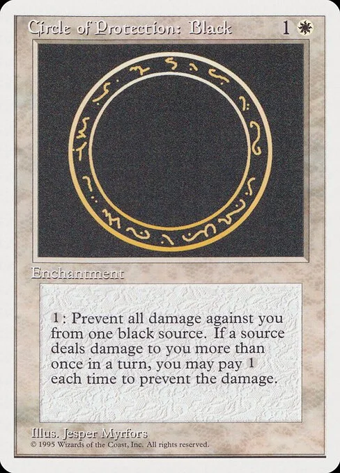 Circle of Protection: Black, carta Magic di tipo Enchantment illustrata da Jesper Myrfors