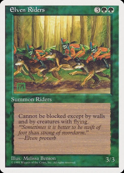 Elven Riders, carta Magic di tipo Creature — Elf illustrata da Melissa A. Benson