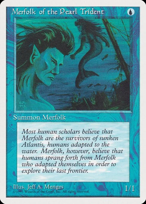 Merfolk of the Pearl Trident, carta Magic di tipo Creature — Merfolk illustrata da Jeff A. Menges