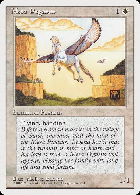 Mesa Pegasus, carta Magic di tipo Creature — Pegasus illustrata da Melissa A. Benson