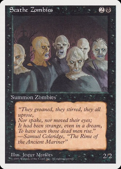 Scathe Zombies, carta Magic di tipo Creature — Zombie illustrata da Jesper Myrfors
