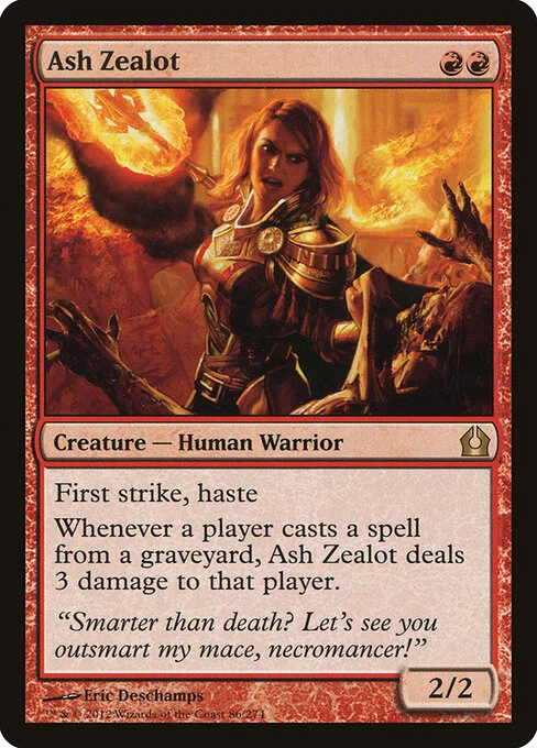 Ash Zealot, carta Magic di tipo Creature — Human Warrior illustrata da Eric Deschamps